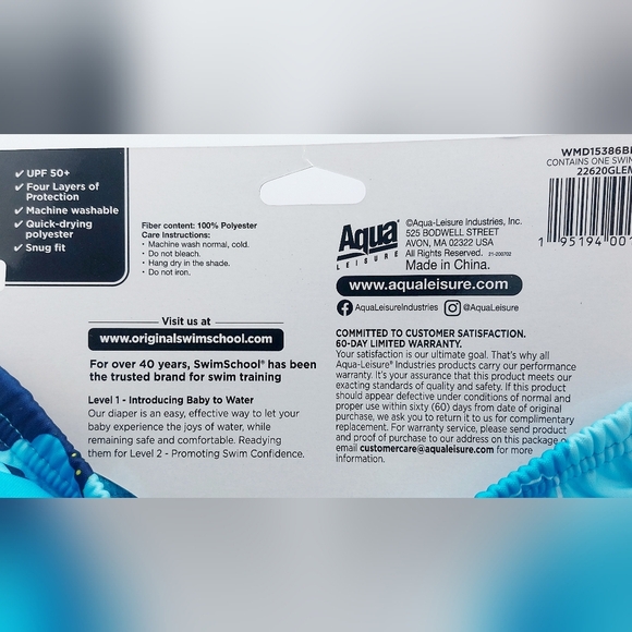 Blue Sea Life Swim School Reusable Swim Diaper UPF 50 12 mo 18-22 pound - Picture 3 of 3